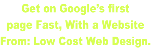 Get on Google’s first  page Fast, With a Website  From: Low Cost Web Design.
